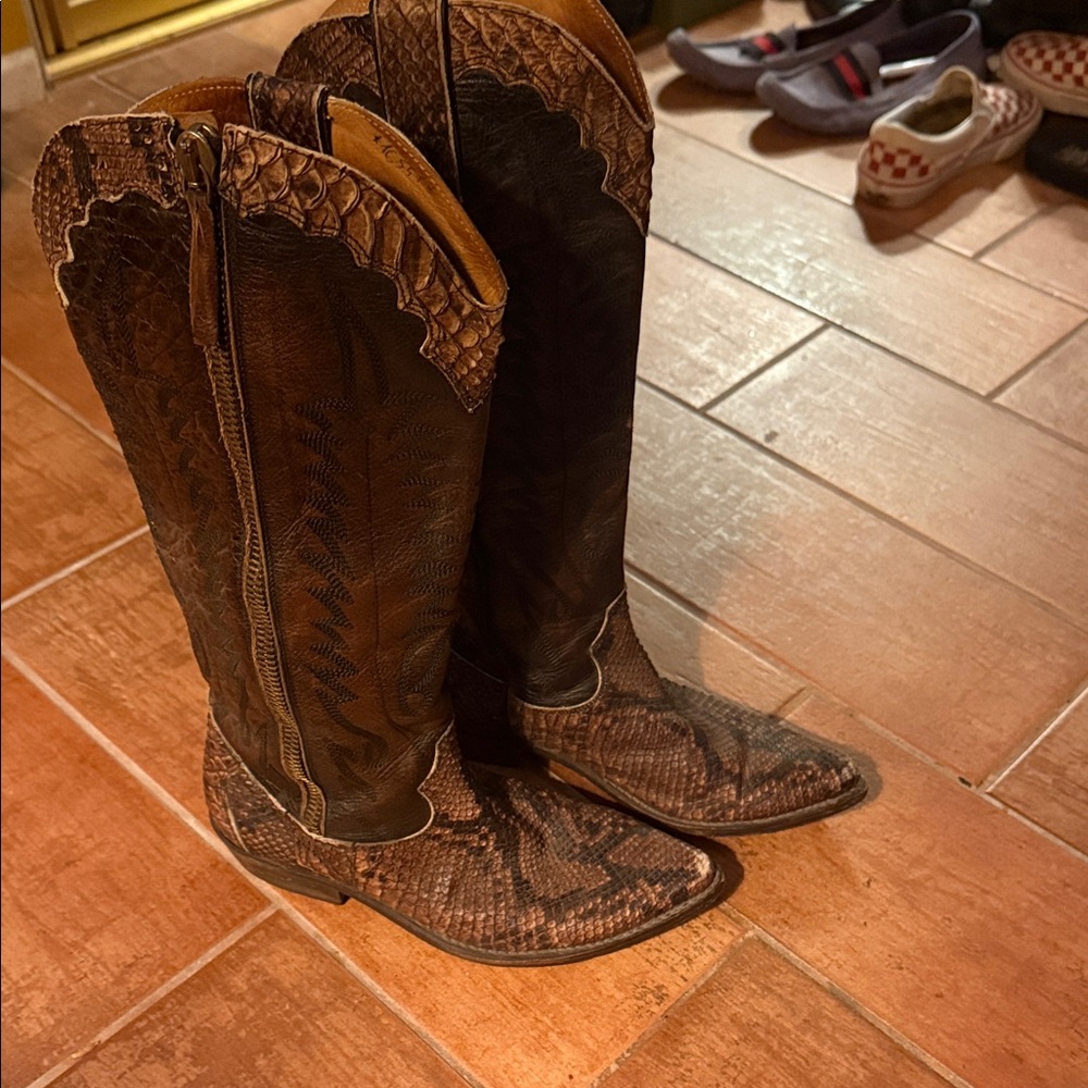 Golden Goose Dark Brown Snakeskin  Boots